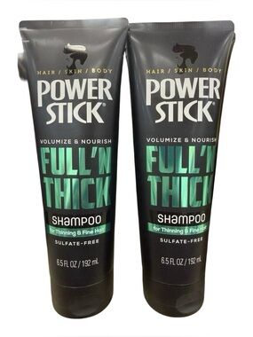 POWER STICK Full’N Thick Volumize Nourish Sulfate Free Shampoo (2 In Set) NEW